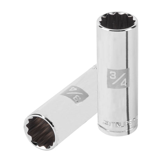 Dado largo de 3/4', 12 puntas, cuadro 1/2', Truper Caja con 6, 13364