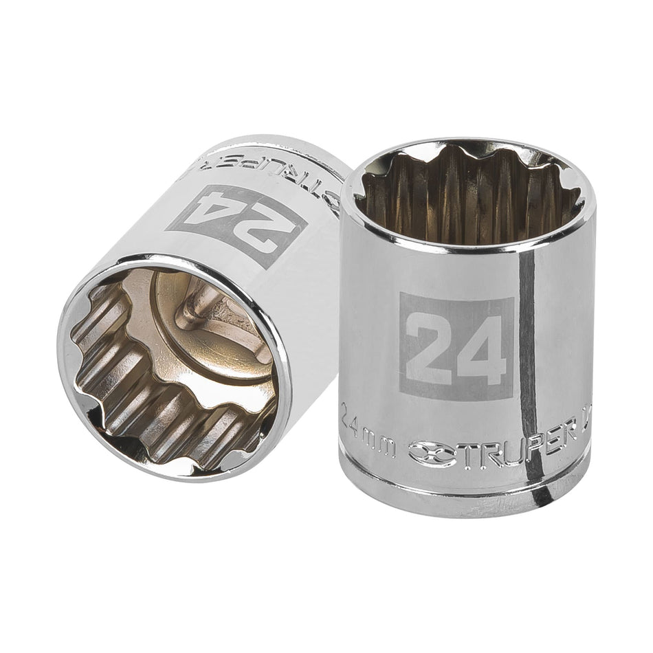 Dado de 24 mm, 12 puntas, cuadro 1/2', Truper Caja con 6, 13538