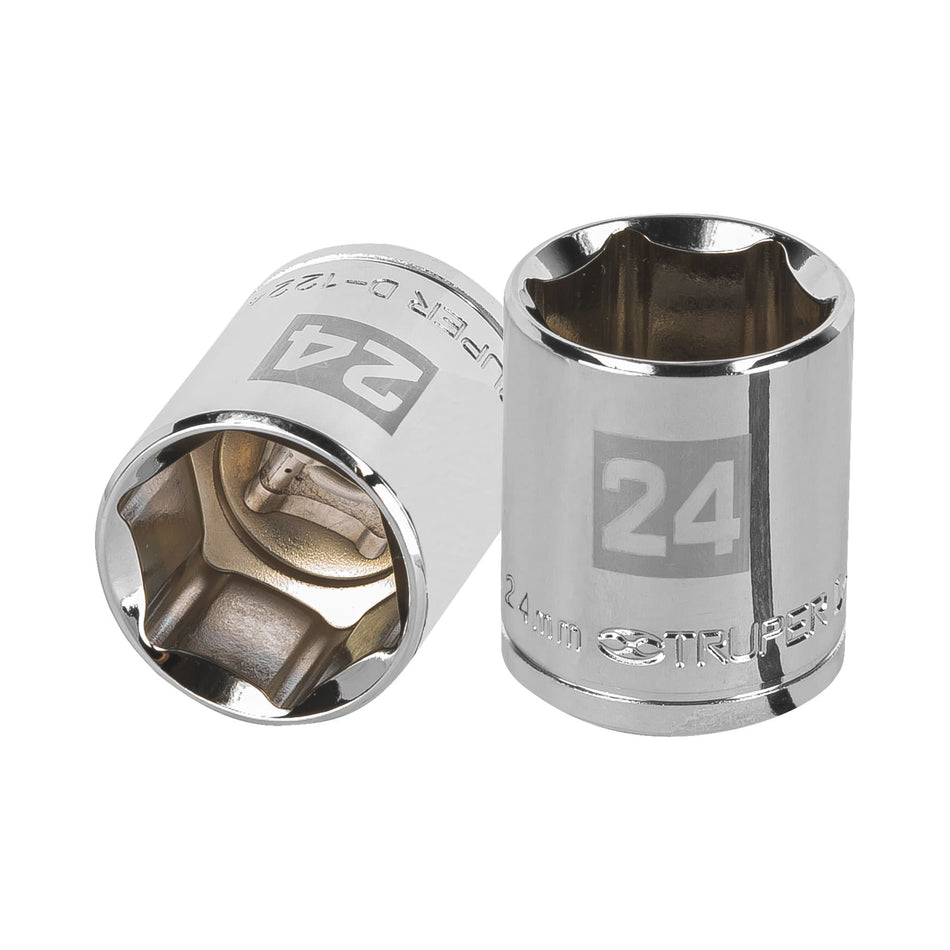 Dado de 24 mm, 6 puntas, cuadro 1/2', Truper Caja con 6, 13274