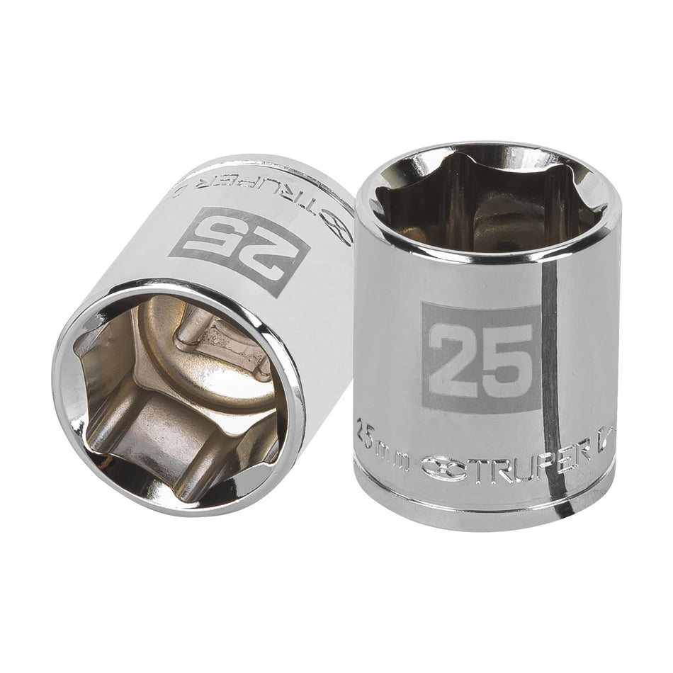 Dado de 25 mm, 6 puntas, cuadro 1/2', Truper Caja con 6, 13275