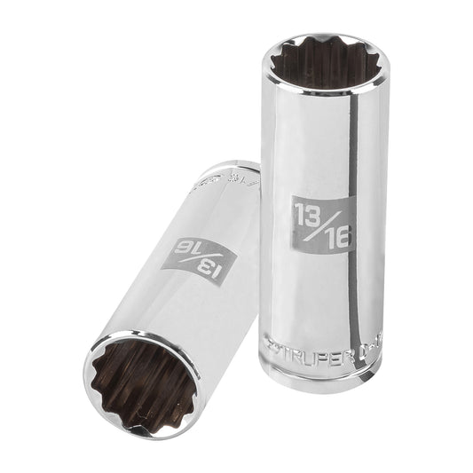 Dado largo de 13/16', 12 puntas, cuadro 1/2', Truper Caja con 6, 13367