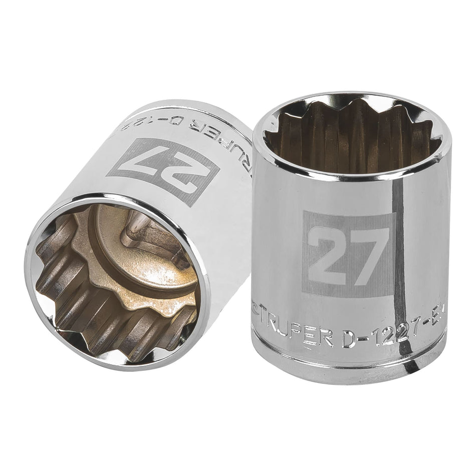 Dado de 27 mm, 12 puntas, cuadro 1/2', Truper Caja con 6, 13541