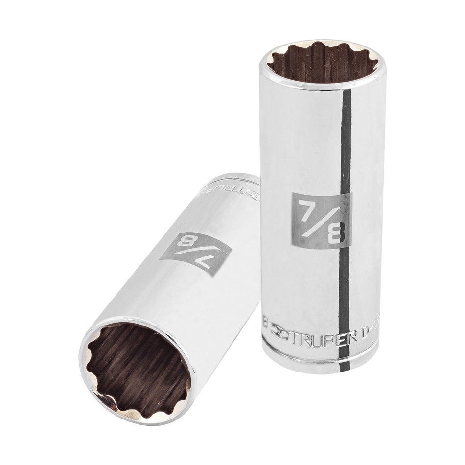 Dado largo de 7/8', 12 puntas, cuadro 1/2', Truper Caja con 6, 13368