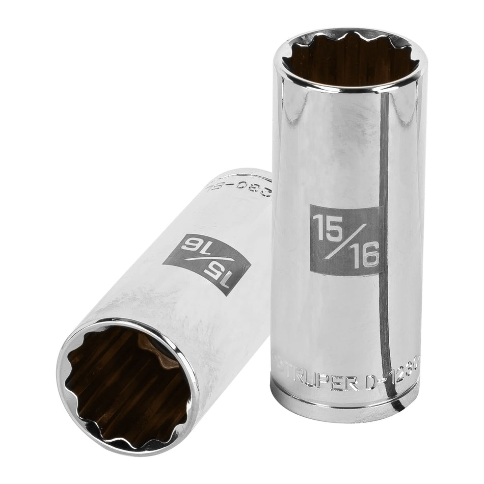 Dado largo de 15/16', 12 puntas, cuadro 1/2', Truper Caja con 6, 13369