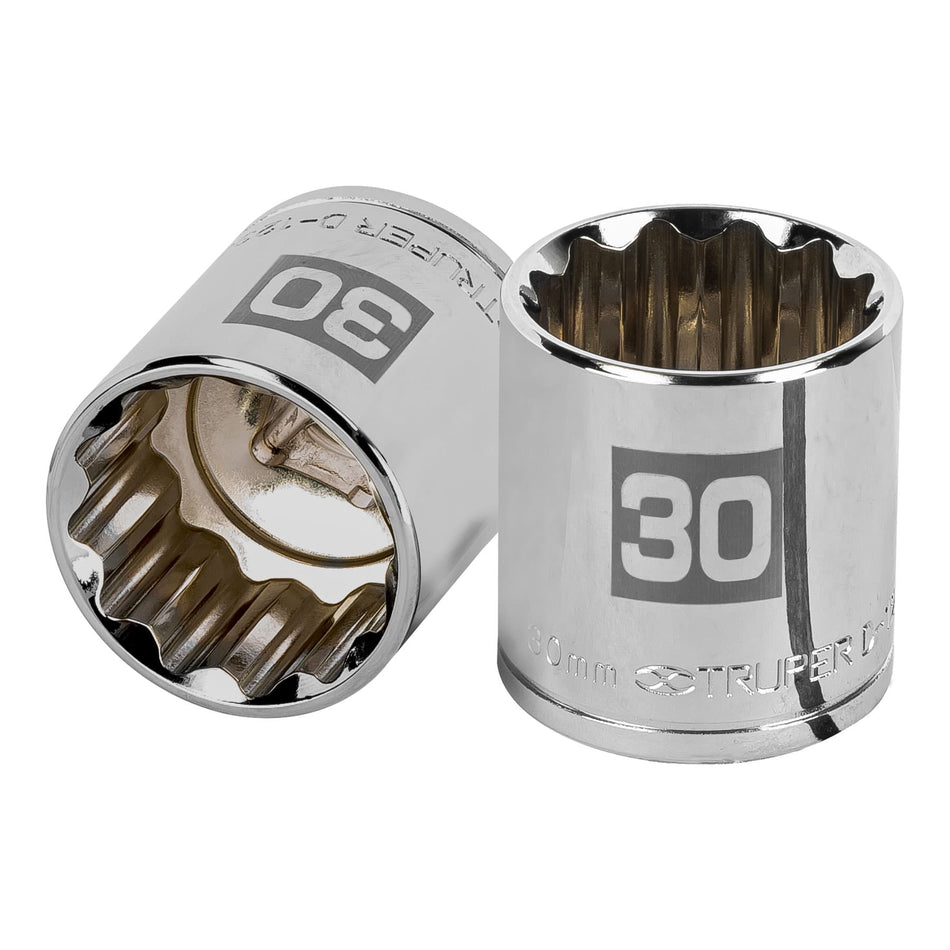 Dado de 30 mm, 12 puntas, cuadro 1/2', Truper Caja con 6, 13544