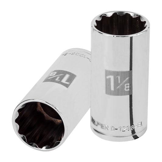 Dado largo de 1-1/8', 12 puntas, cuadro 1/2', Truper Caja con 6, 13372