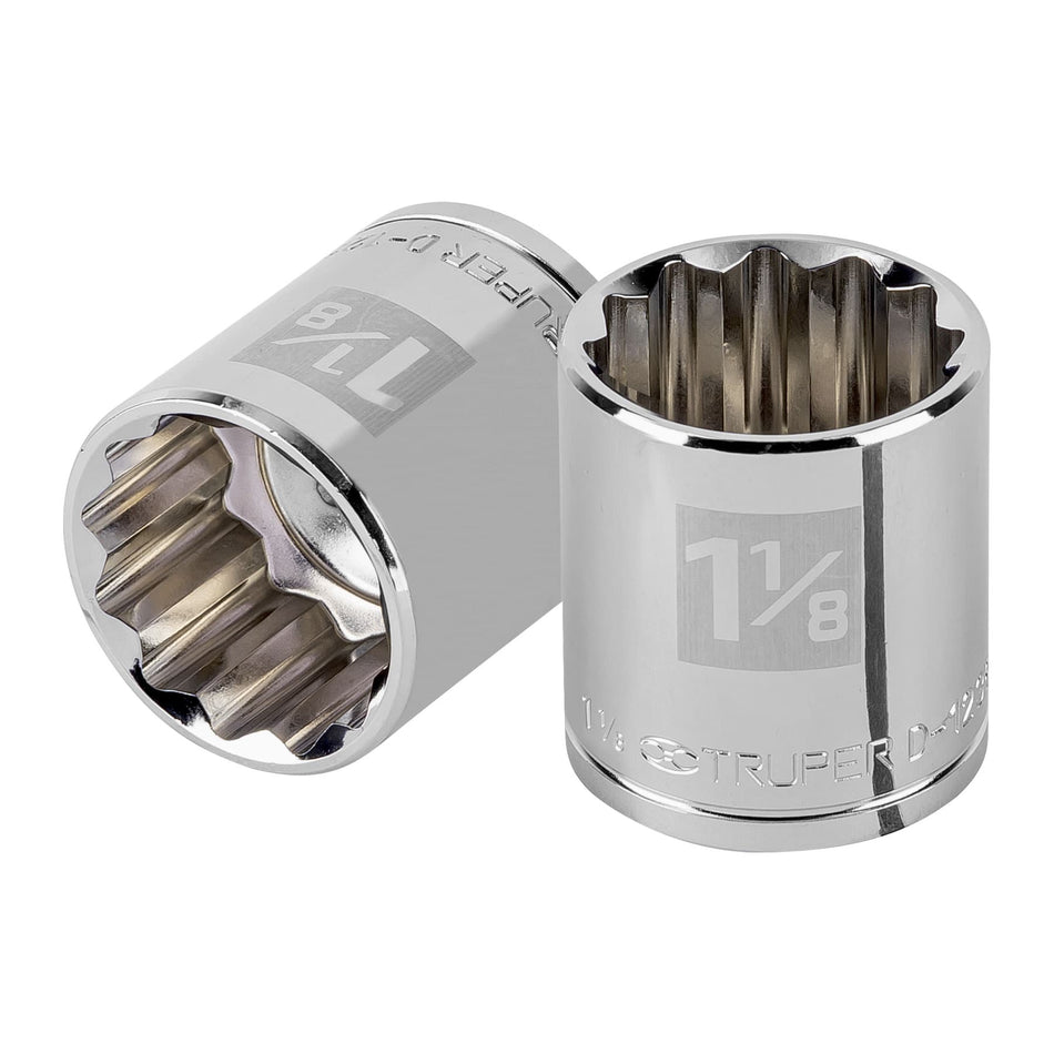 Dado de 1-1/8', 12 puntas, cuadro 1/2', Truper Caja con 6, 13312