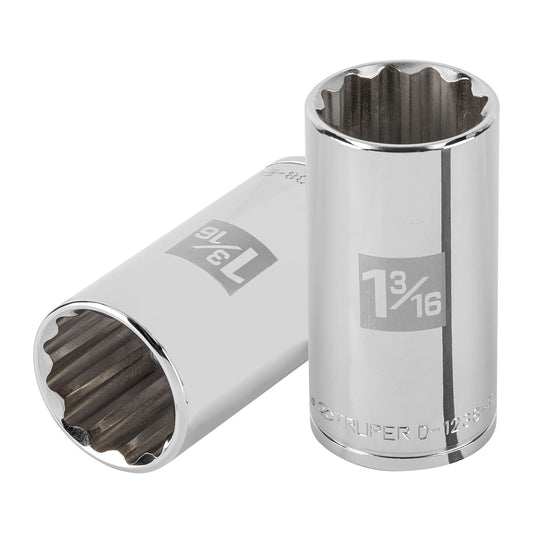 Dado largo de 1-3/16' 12 puntas, cuadro 1/2', Truper Caja con 6, 101004