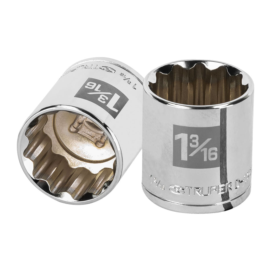 Dado de 1-3/16', 12 puntas, cuadro 1/2', Truper Caja con 6, 13313