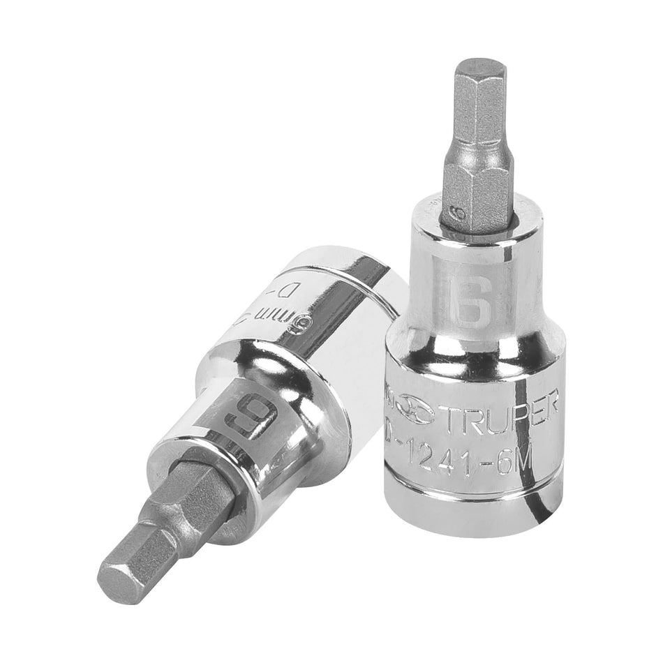 Dado punta hexagonal de 6 mm, cuadro 1/2', Truper Caja con 6, 13281