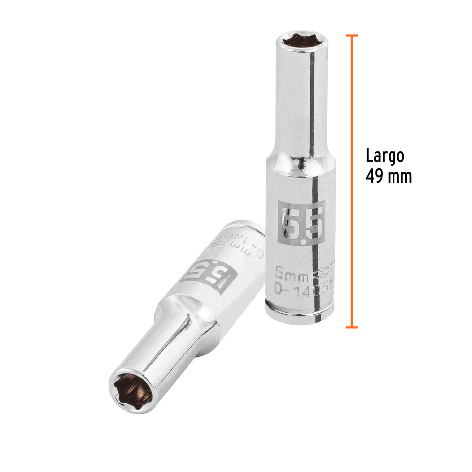 Dado largo de 5.5 mm, 6 puntas, cuadro 1/4', Truper Caja con 6, 100970