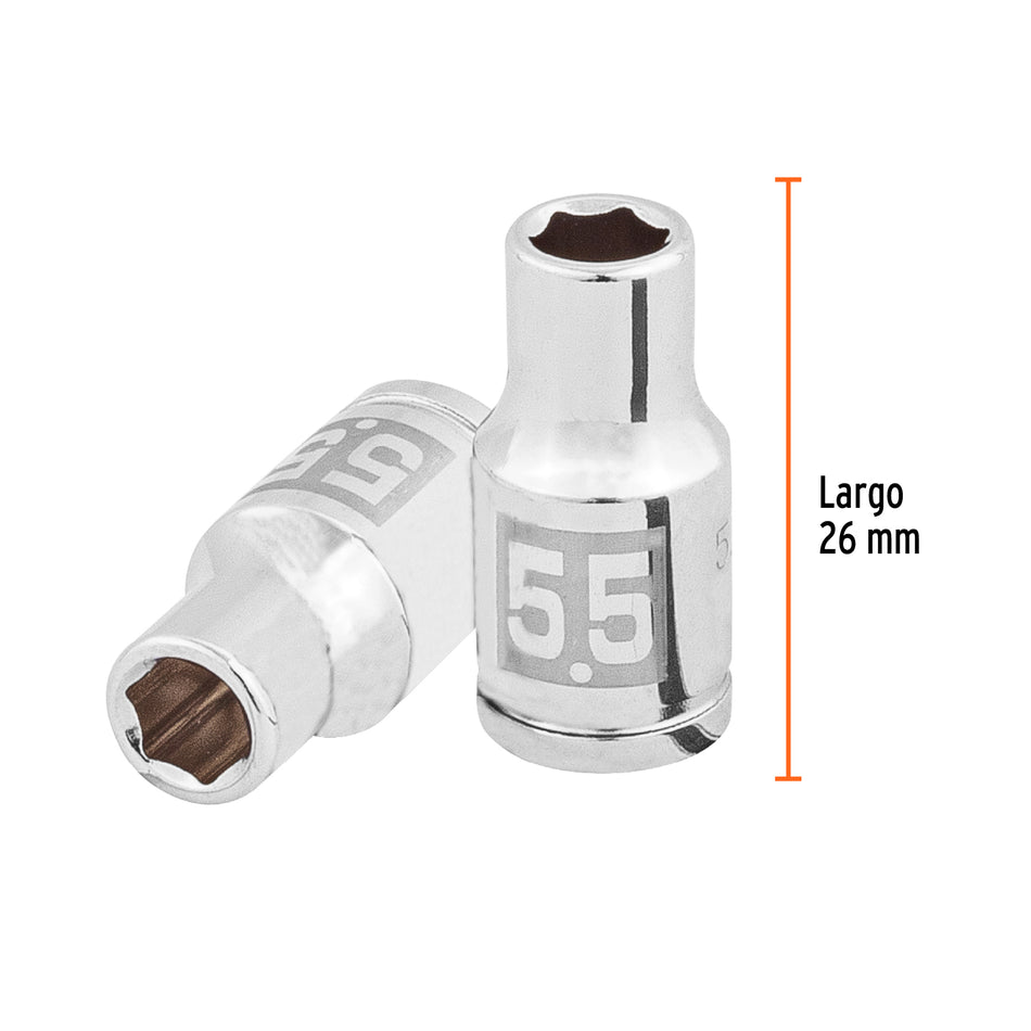 Dado de 5.5 mm, 6 puntas, cuadro 1/4', Truper Caja con 6, 100966