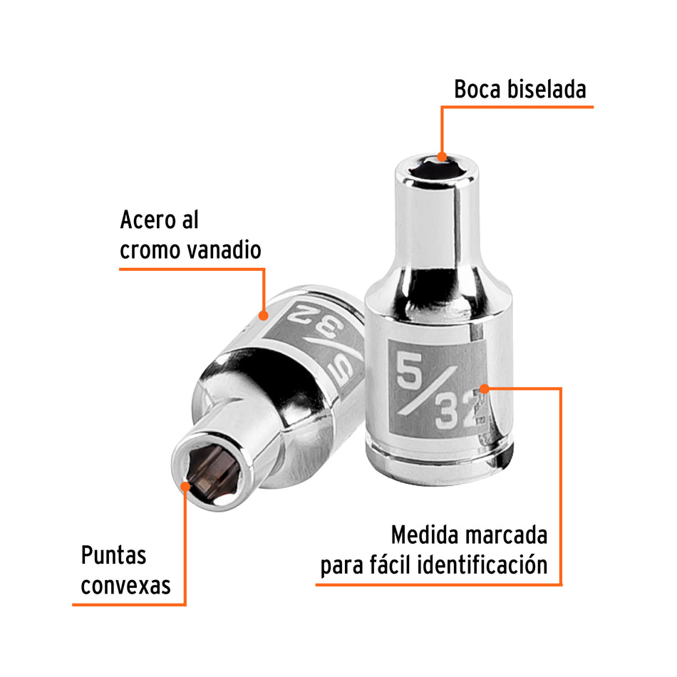 Dado de 5/32', 6 puntas, cuadro 1/4', Truper Caja con 6, 13153