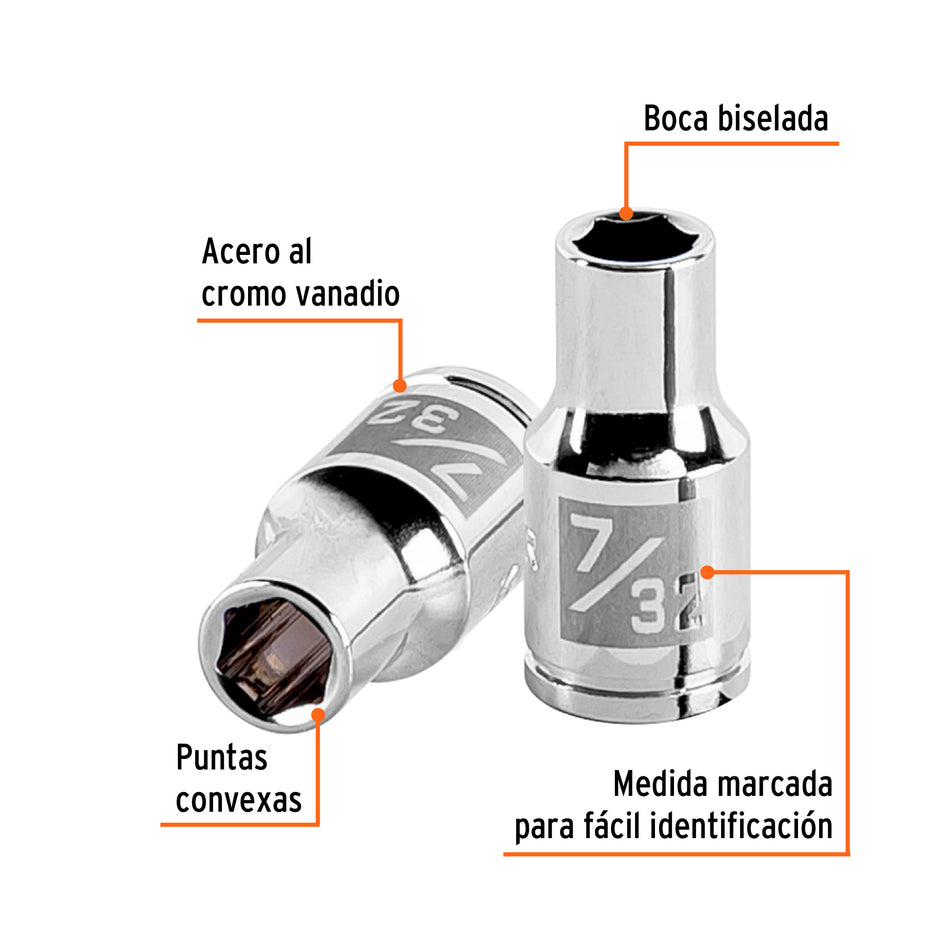 Dado de 7/32', 6 puntas, cuadro 1/4', Truper Caja con 6, 13155