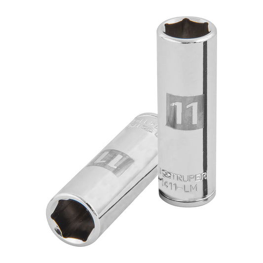 Dado largo de 11 mm, 6 puntas, cuadro 1/4', Truper Caja con 6, 13205