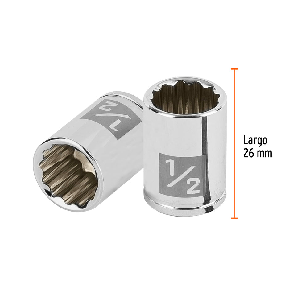Dado de 1/2', 12 puntas, cuadro 1/4', Truper Caja con 6, 100964