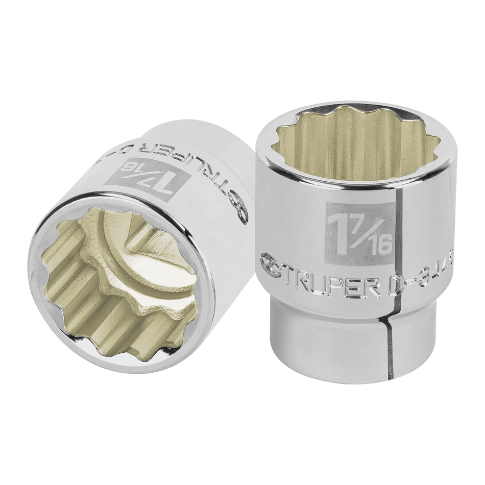 Dado de 1-5/16', 12 puntas, cuadro 3/4', Truper Caja con 3, 13859