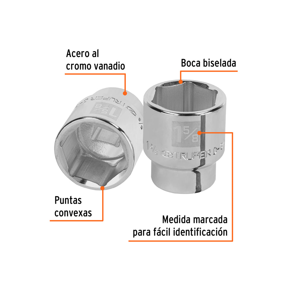 Dado de 1-5/8', 6 puntas, cuadro 3/4', Truper Caja con 3, 13834