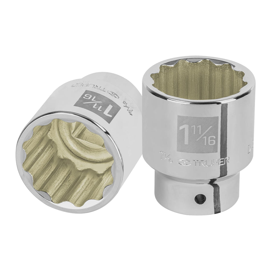 Dado de 1-11/16', 12 puntas, cuadro 3/4', Truper Caja con 3, 13865