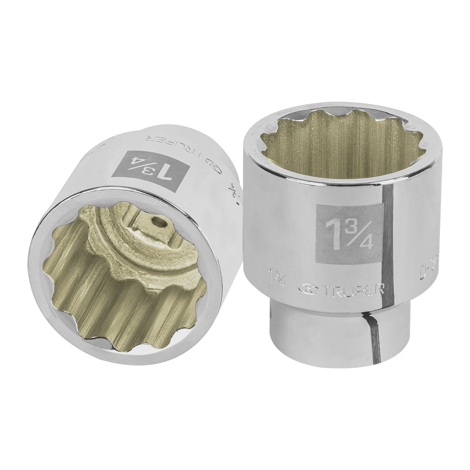 Dado de 1-3/4', 12 puntas, cuadro 3/4', Truper Caja con 3, 13866