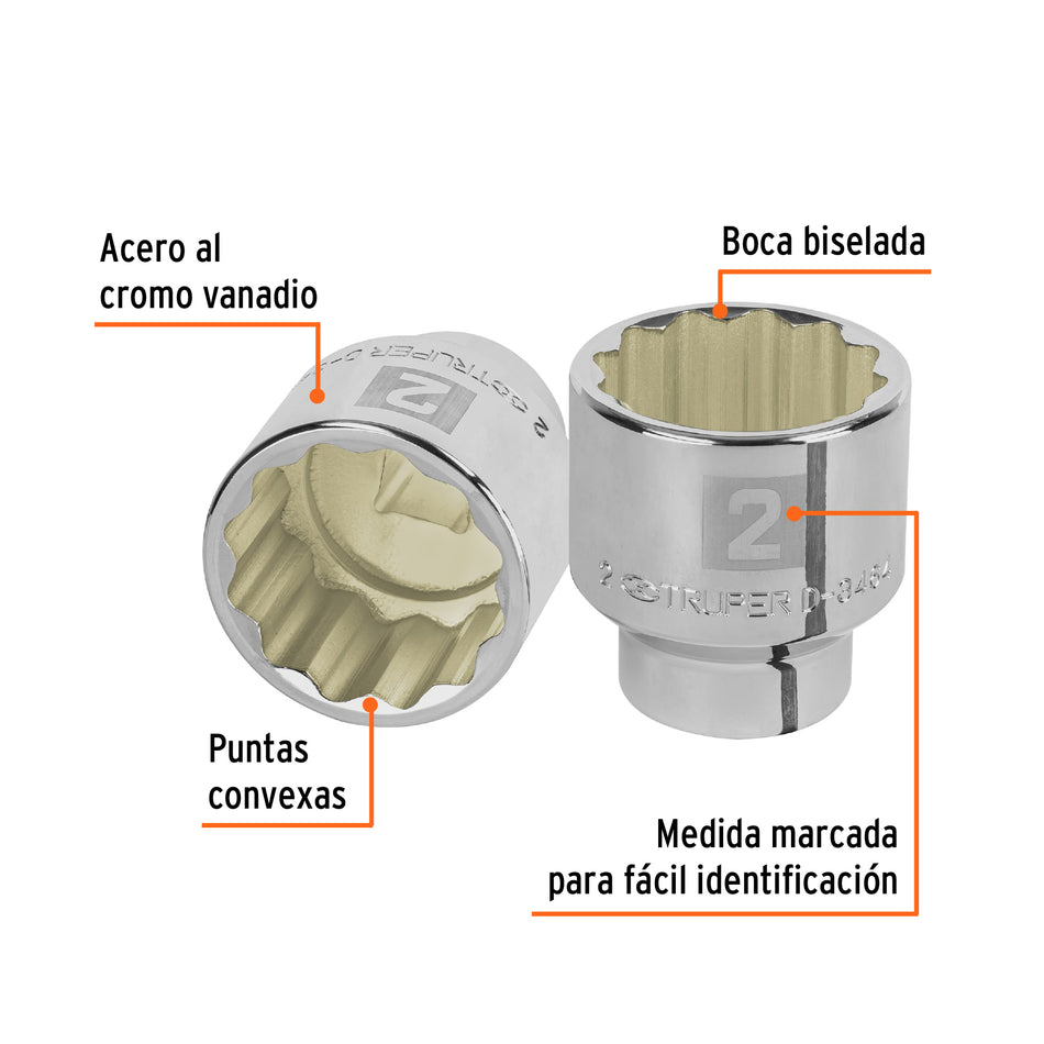 Dado de 2', 12 puntas, cuadro 3/4', Truper Caja con 3, 13869