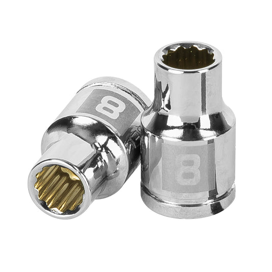 Dado de 8 mm, 12 puntas, cuadro 3/8', Truper Caja con 6, 13628