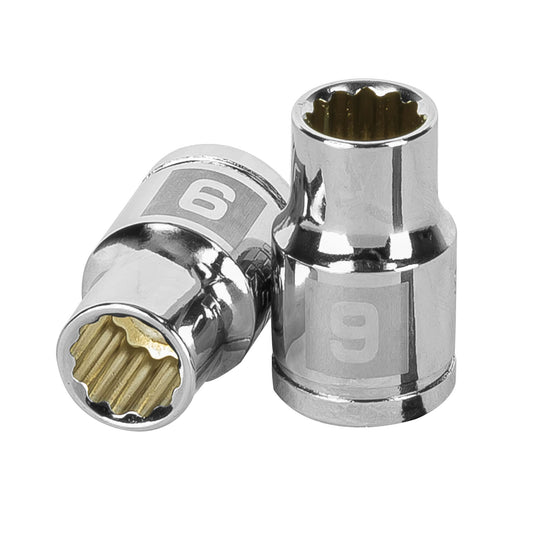 Dado de 9 mm, 12 puntas, cuadro 3/8', Truper Caja con 6, 13629