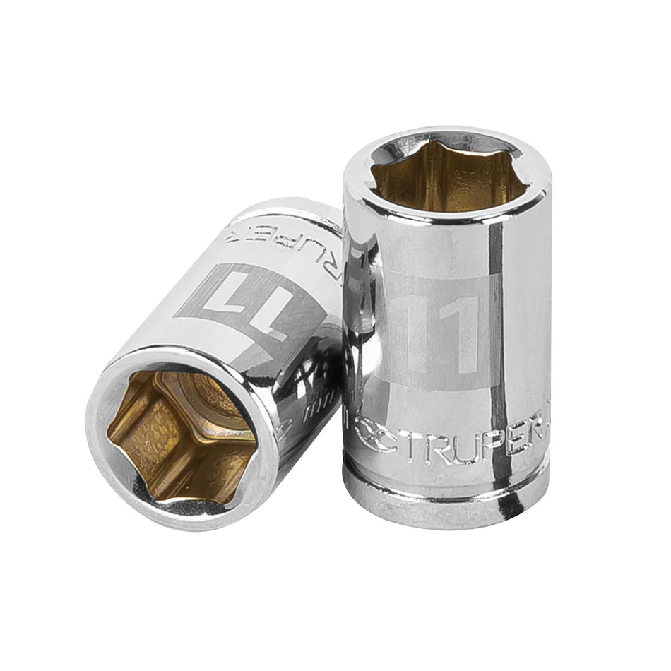 Dado de 11 mm, 6 puntas, cuadro 3/8', Truper Caja con 6, 13675