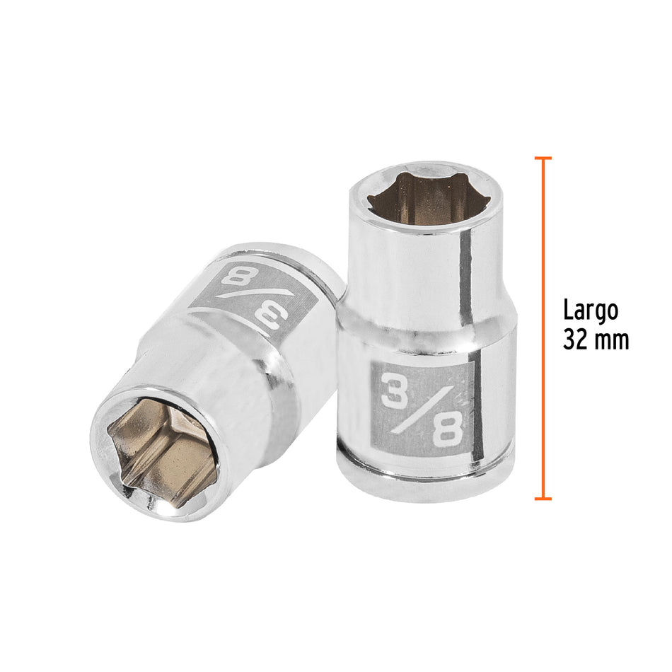 Dado de 3/8', 6 puntas, cuadro 3/8', Truper Caja con 6, 13607