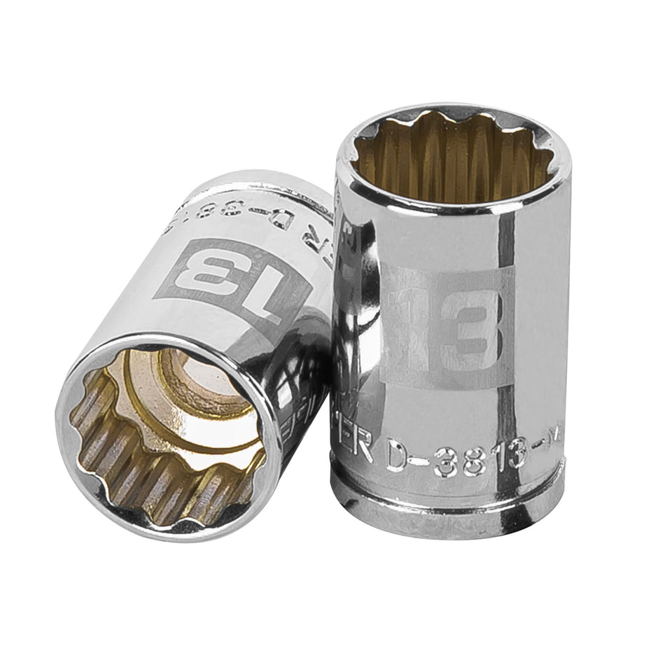 Dado de 13 mm, 12 puntas, cuadro 3/8', Truper Caja con 6, 13633