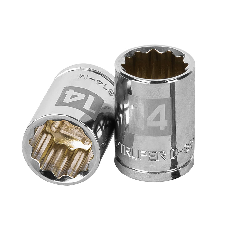 Dado de 14 mm, 12 puntas, cuadro 3/8', Truper Caja con 6, 13634
