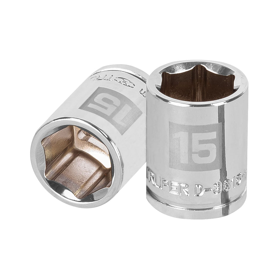 Dado de 15 mm, 6 puntas, cuadro 3/8', Truper Caja con 6, 13679