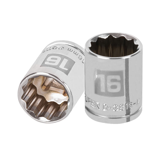 Dado de 16 mm, 12 puntas, cuadro 3/8', Truper Caja con 6, 13636