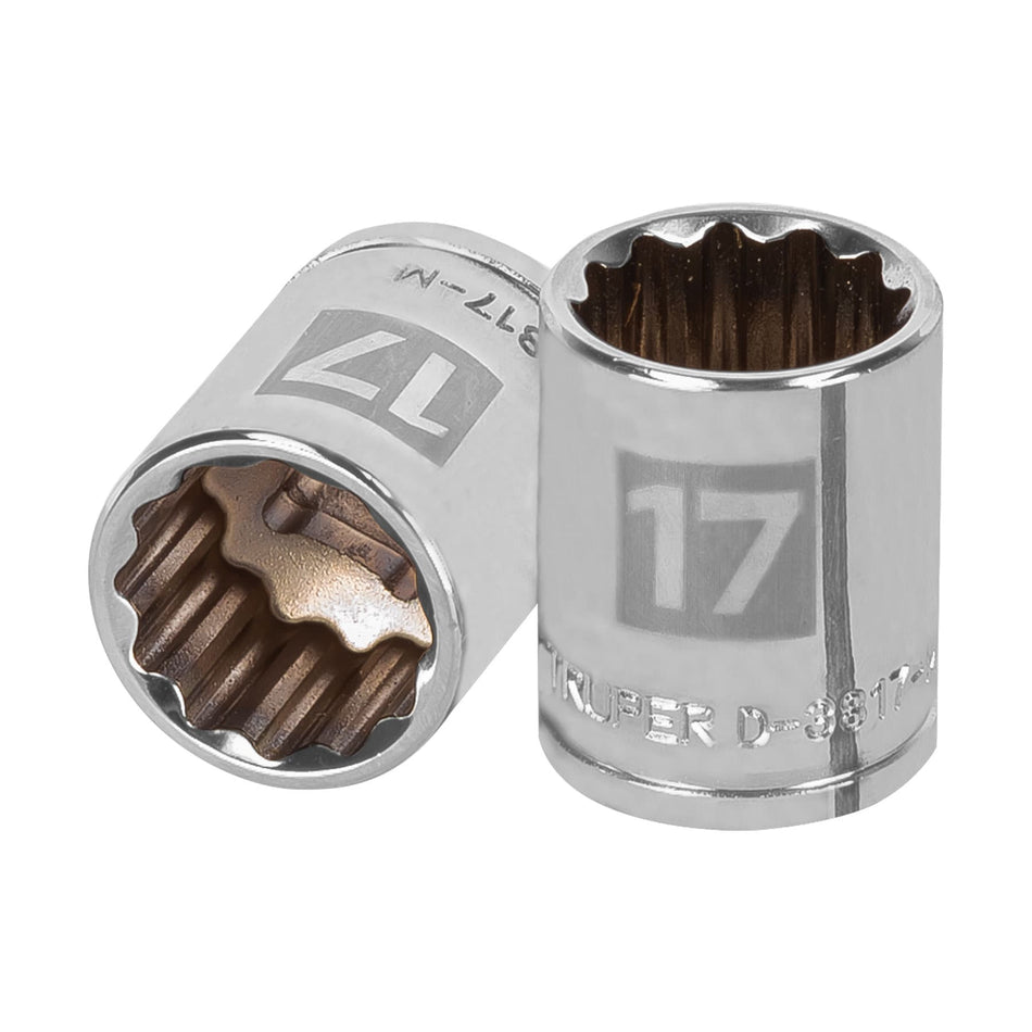 Dado de 17 mm, 12 puntas, cuadro 3/8', Truper Caja con 6, 13637