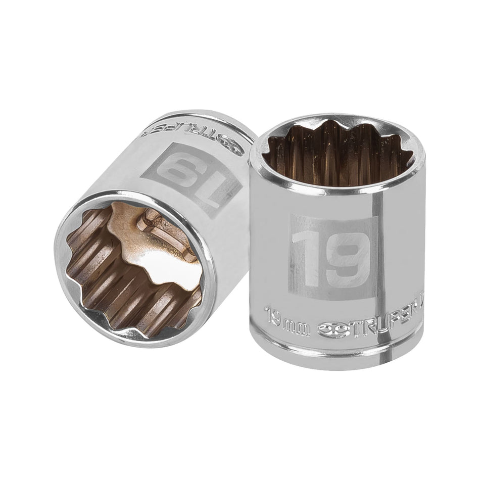 Dado de 19 mm, 12 puntas, cuadro 3/8', Truper Caja con 6, 13639