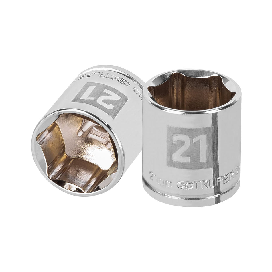 Dado de 21 mm, 6 puntas, cuadro 3/8', Truper Caja con 6, 13685