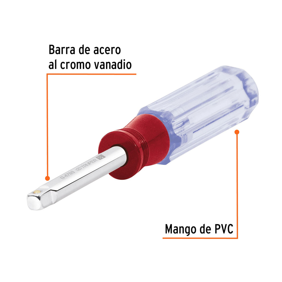 Desarmador de 7' para dados cuadro 1/4', Truper Caja con 6, 13221