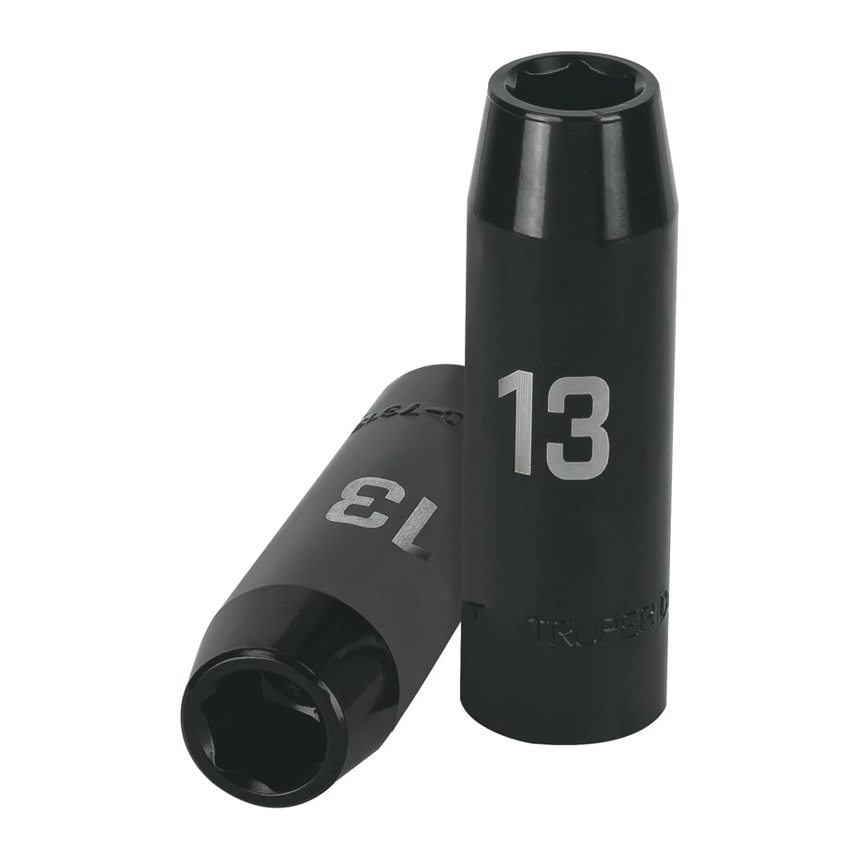 Dado largo cuadro 1/2' de impacto 6 puntas de 13 mm, Truper Caja con 6, 12425