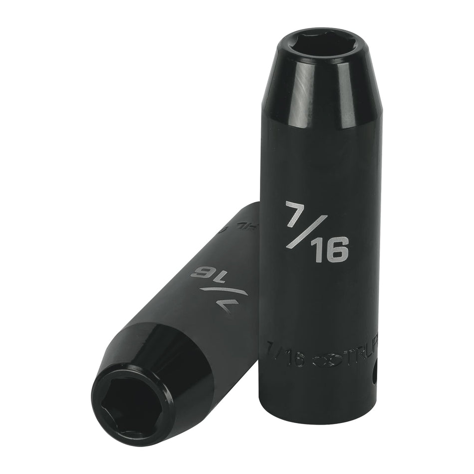 Dado largo impacto de 7/16', 6 puntas, cuadro 1/2', Truper Caja con 6, 13387