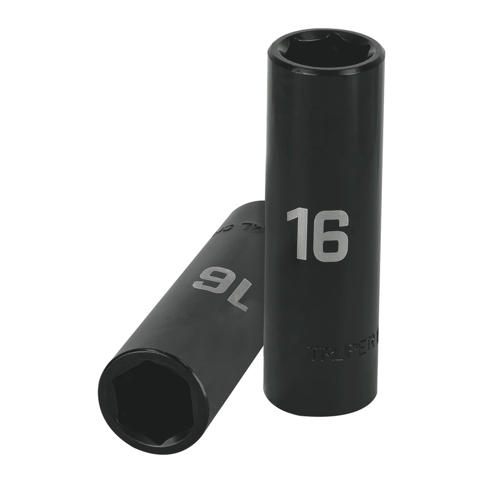 Dado largo cuadro 1/2' de impacto 6 puntas de 16 mm, Truper Caja con 6, 12428