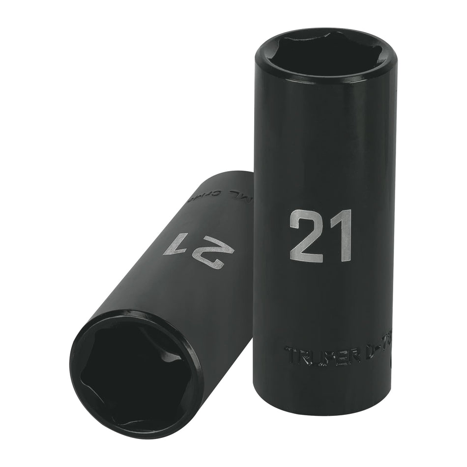 Dado largo cuadro 1/2' de impacto 6 puntas de 21 mm, Truper Caja con 6, 12433