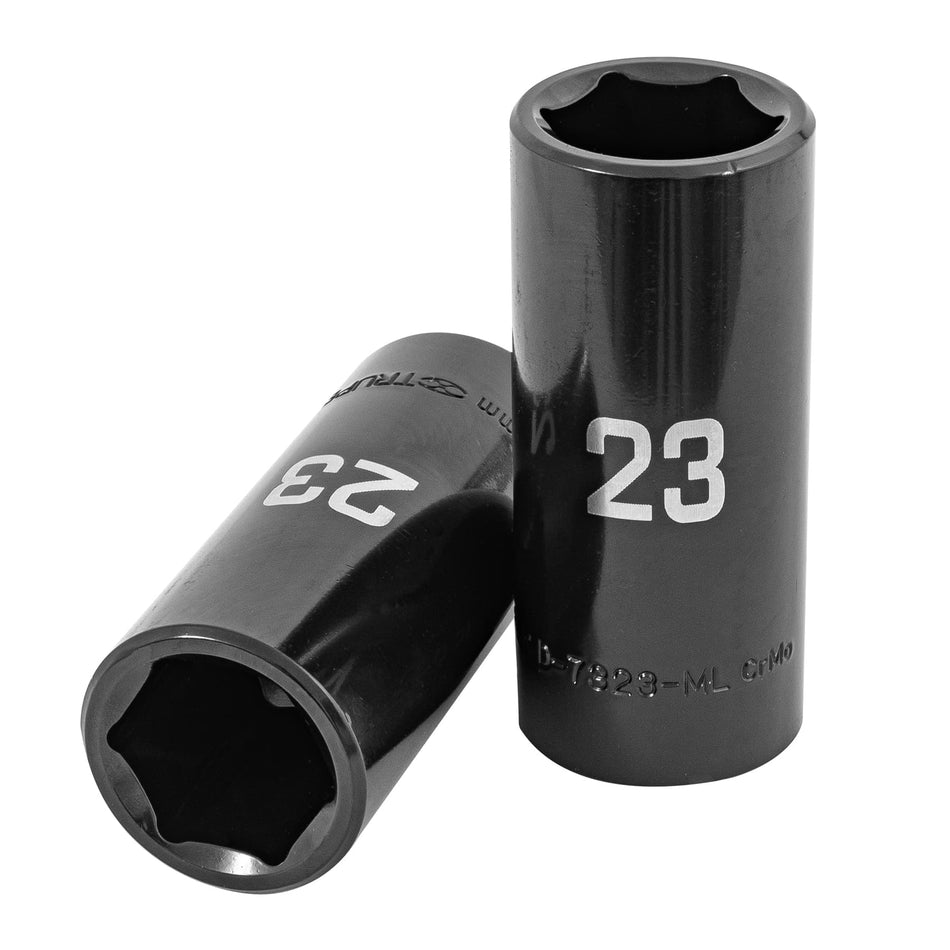 Dado largo impacto de 23 mm, 6 puntas, cuadro 1/2', Truper Caja con 6, 100922