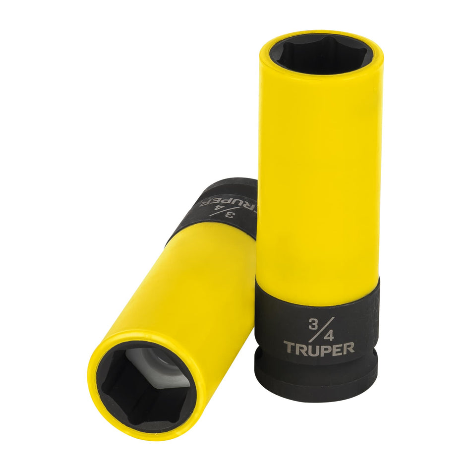 Dado largo impacto prot. plást. 3/4', 6 puntas, cuadro 1/2' Caja con 6, 100927