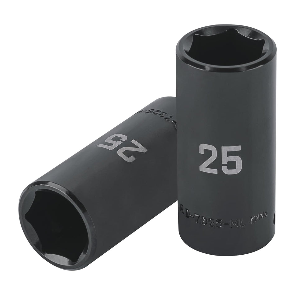 Dado largo impacto de 25 mm, 6 puntas, cuadro 1/2', Truper Caja con 6, 100924