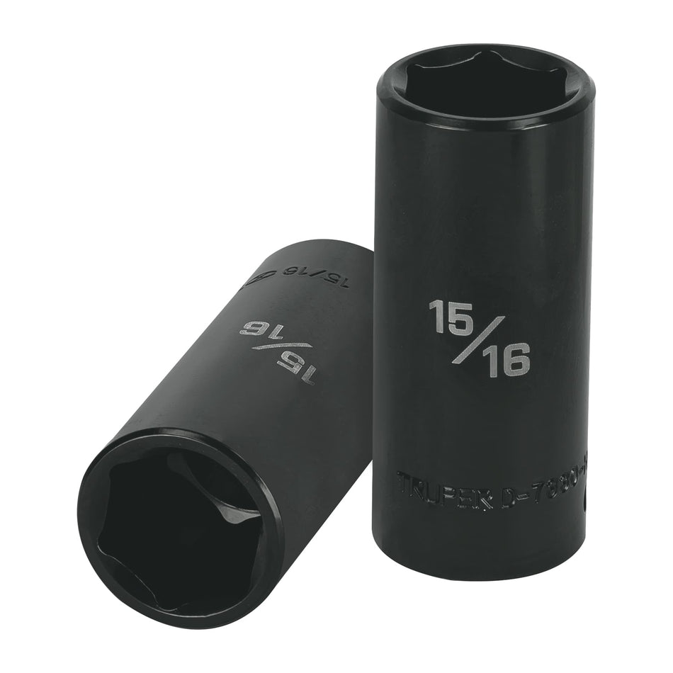 Dado largo impacto de 15/16', 6 puntas, cuadro 1/2', Truper Caja con 6, 13395
