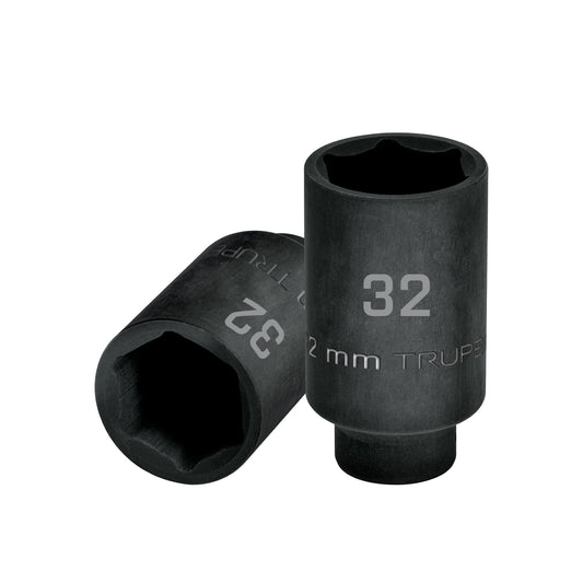 Dado largo impacto de 32 mm, 6 puntas, cuadro 1/2', Truper Caja con 3, 103192