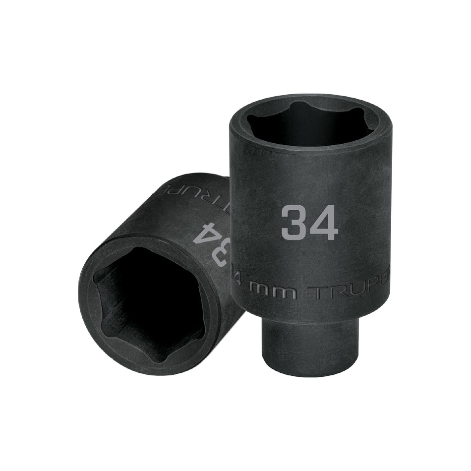 Dado largo impacto de 34 mm, 6 puntas, cuadro 1/2', Truper Caja con 3, 103193