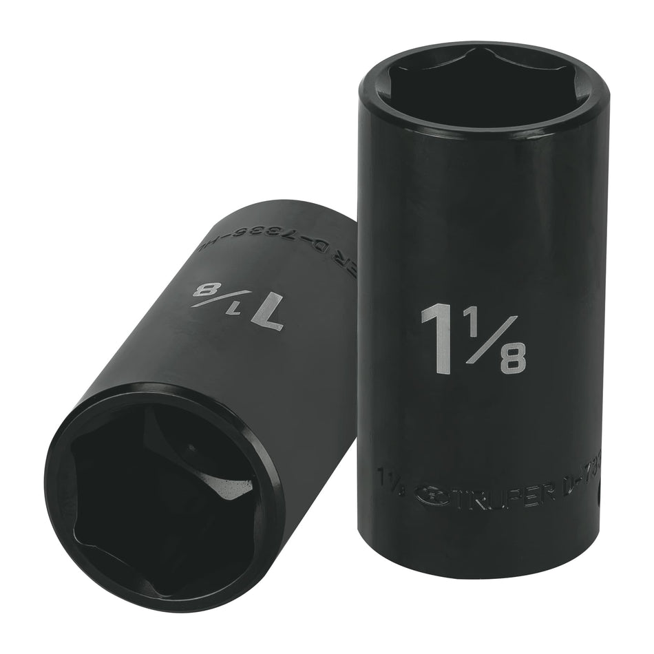 Dado largo impacto de 1-1/8', 6 puntas, cuadro 1/2', Truper Caja con 6, 13401