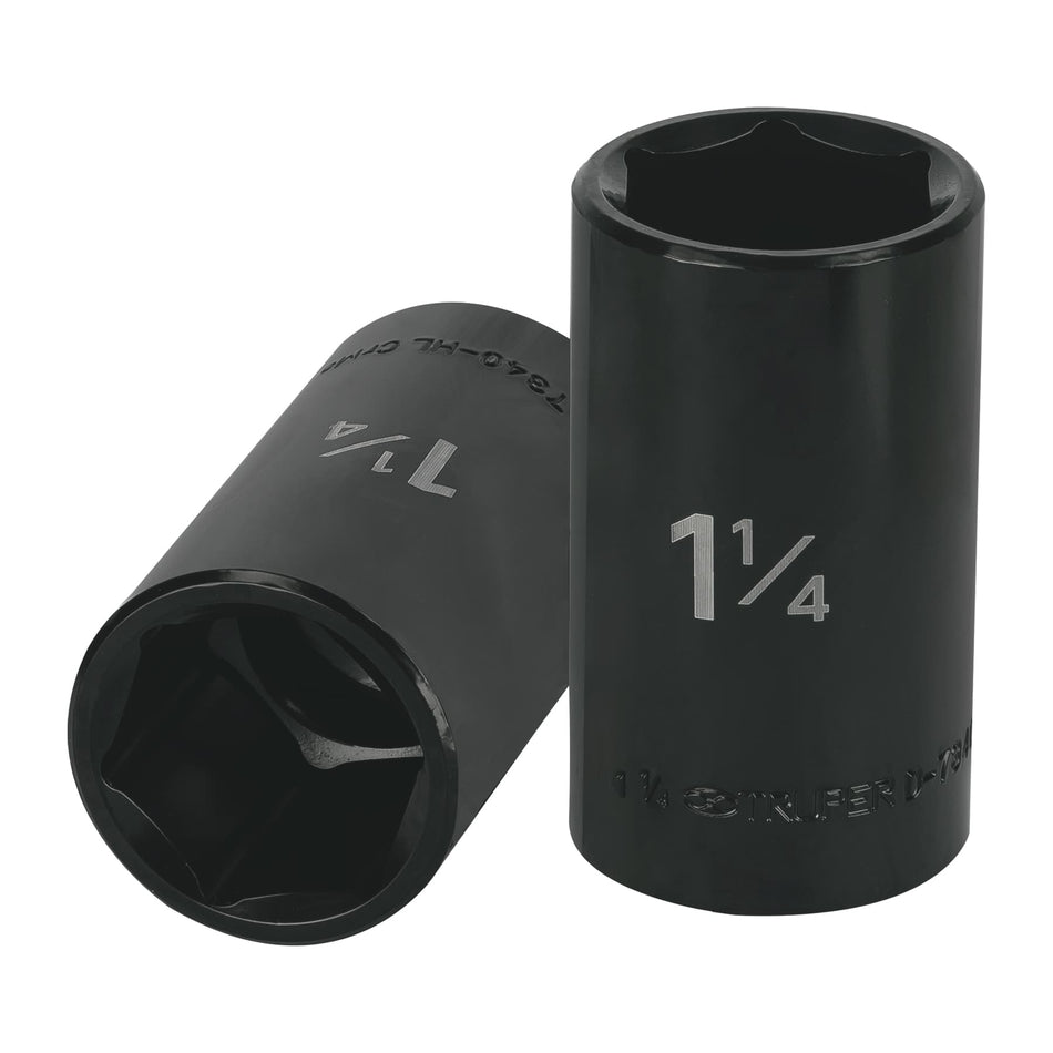 Dado largo impacto de 1-1/4', 6 puntas, cuadro 1/2', Truper Caja con 6, 13402