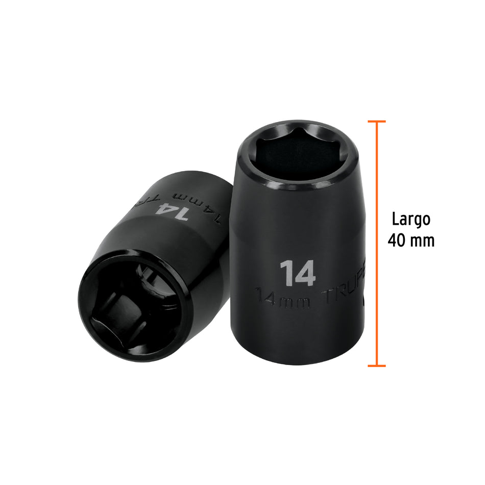 Dado cuadro 1/2' de impacto 6 puntas de 14 mm, Truper Caja con 6, 12414